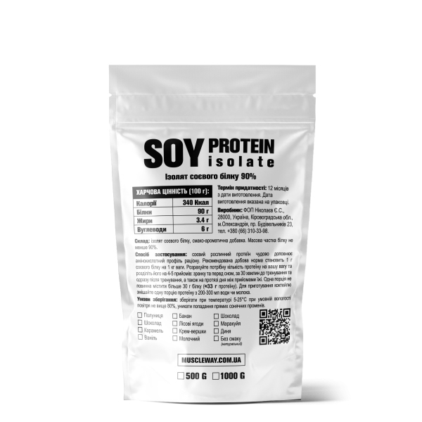 Соєвий ізолят MuscleWay 90% різні смаки (500 г)